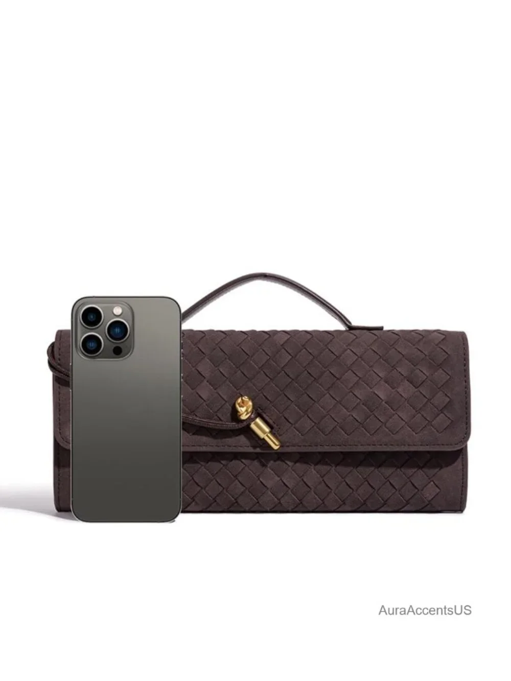 Suede Woven Clutch Purse Crossbody Satchel Shoulder Bag